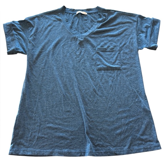Women’s Blue V-Neck Short Sleeve T-Shirt L - Picture 1 of 2